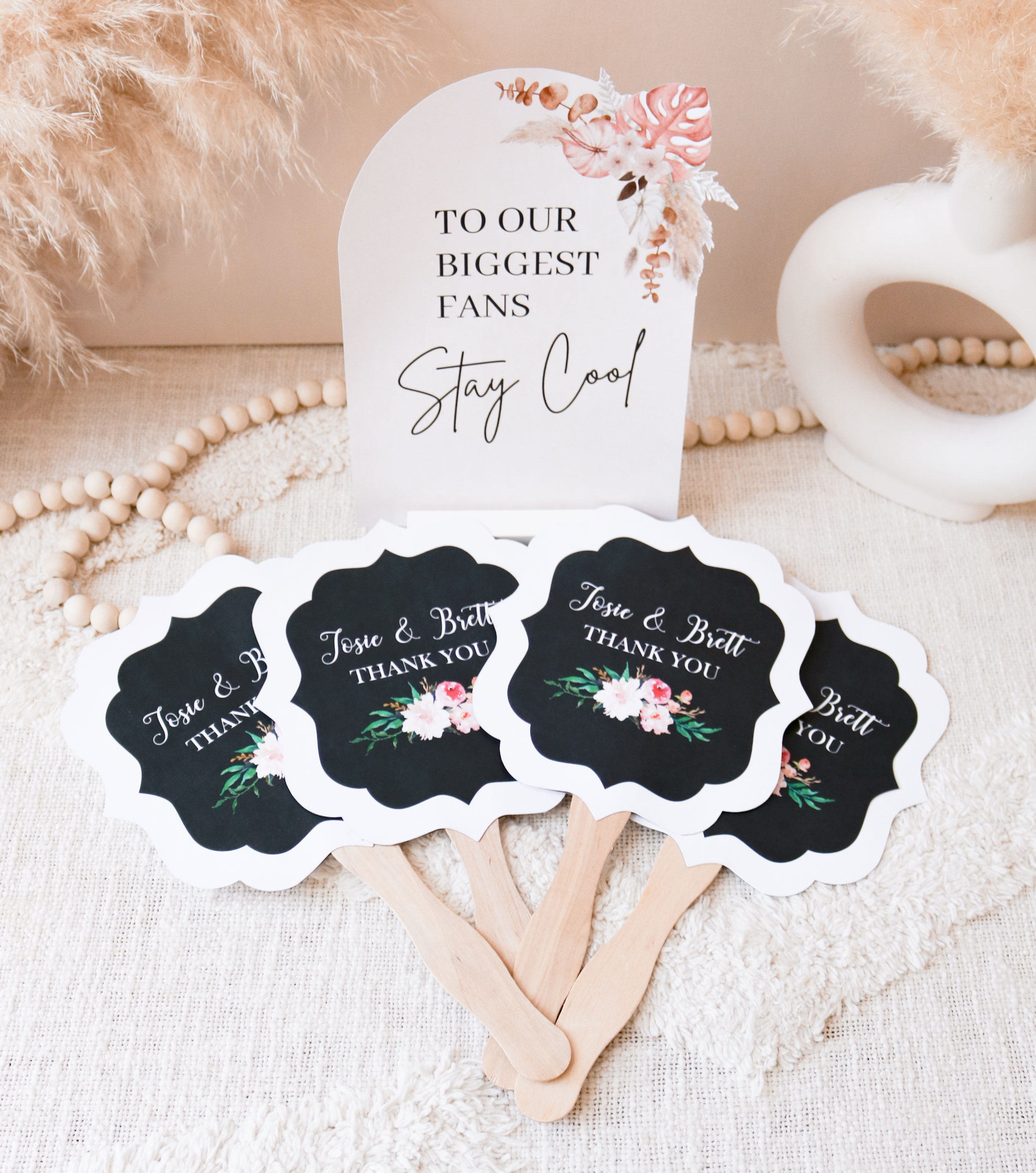 Personalized wedding paddle fans discount